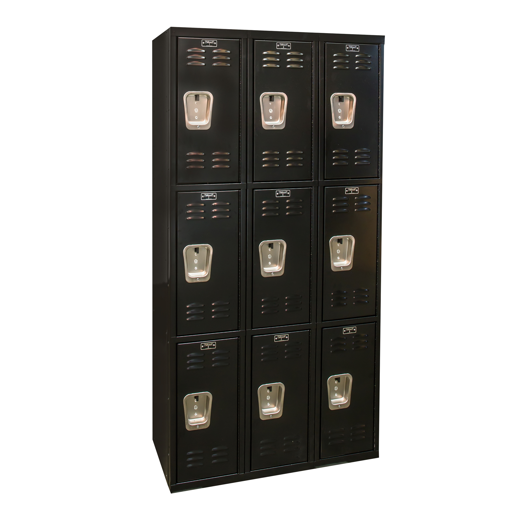 Hallowell, Triple Tier Black Tie Locker, Height 72 in, Width 12 in, Color Black, Model# U3282-3ME